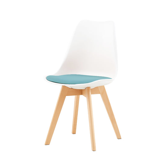 TULIP Dining Chair with Beech Legs - White/Light Blue