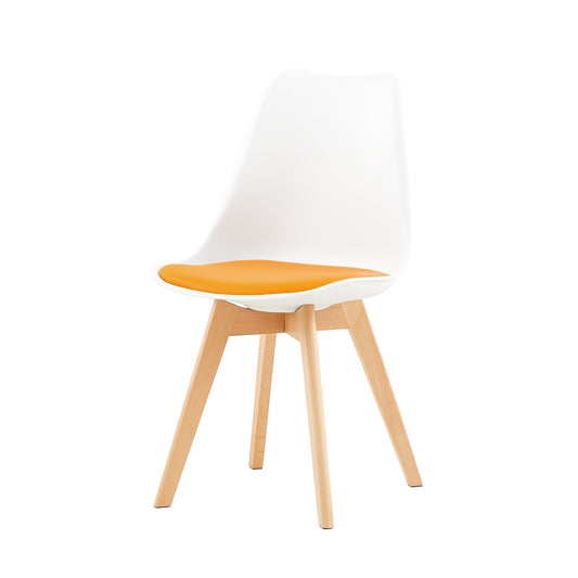 TULIP Dining Chair with Beech Legs - White/Orange