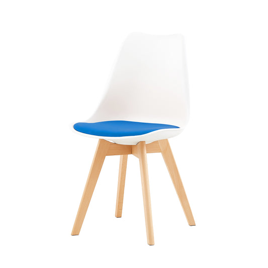 TULIP Dining Chair with Beech Legs - White/Royal Blue