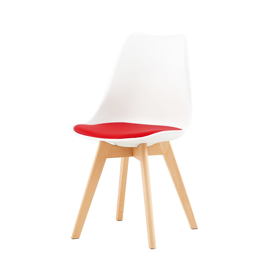 TULIP Dining Chair with Beech Legs - White/Red
