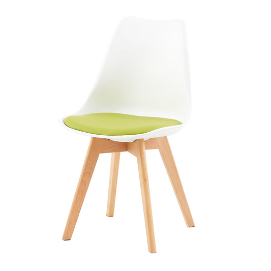 TULIP Dining Chair with Beech Legs - White/Grass Green