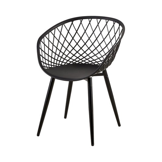 VERLOT Hollow Chair with Iron Legs - Black