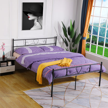 BORINI Heart-shaped Double Metal Bed 143 * 196 cm - Black