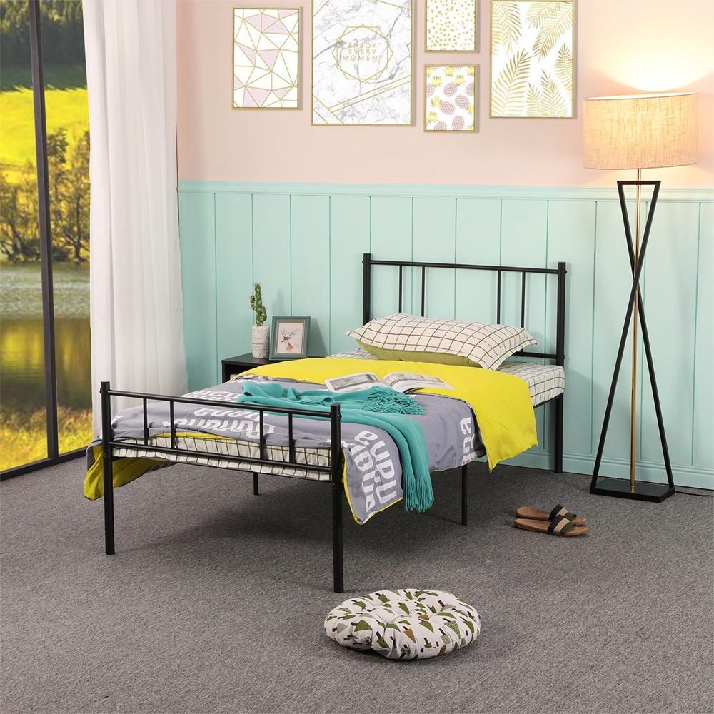 LOCARNO Single/Double Metal Bed 94 * 196 cm/143 * 196 cm - Black