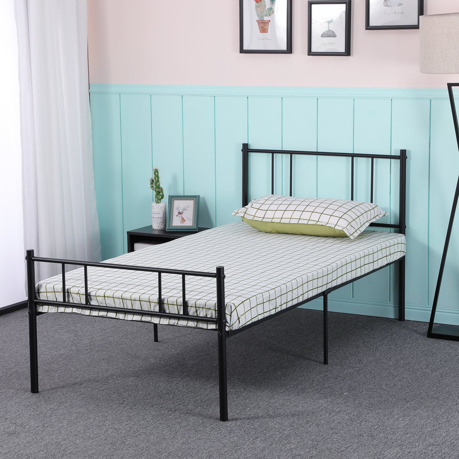 LOCARNO Single/Double Metal Bed 94 * 196 cm/143 * 196 cm - Black