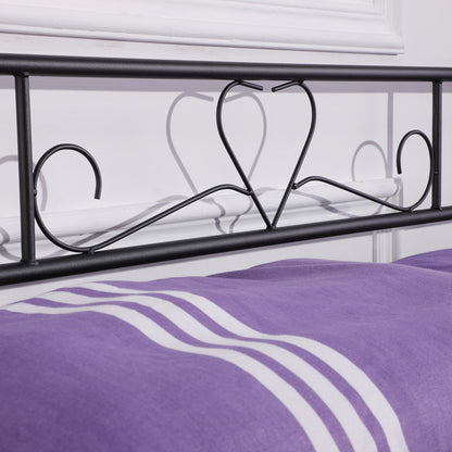 BORINI Heart-shaped Double Metal Bed 143 * 196 cm - Black