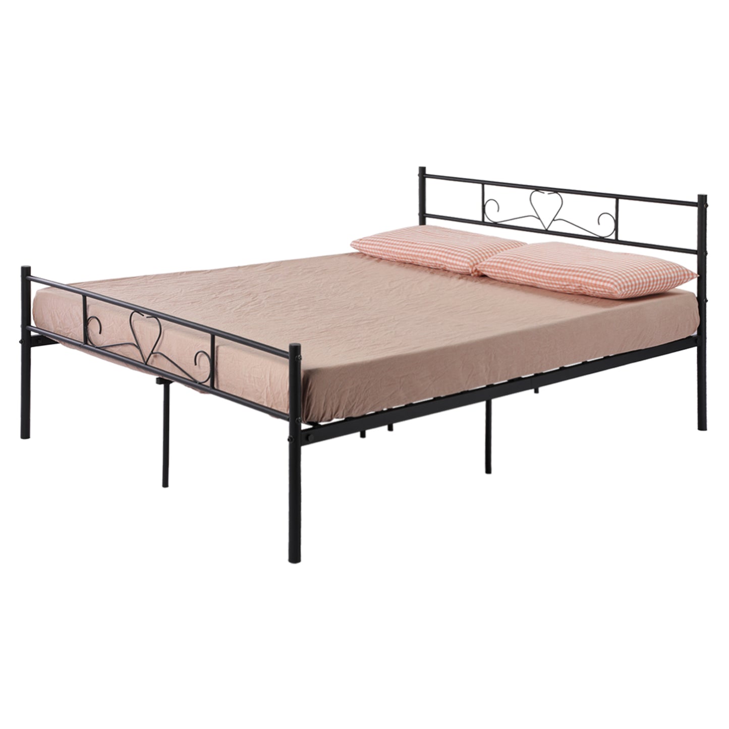 BORINI Heart-shaped Double Metal Bed 143 * 196 cm - Black