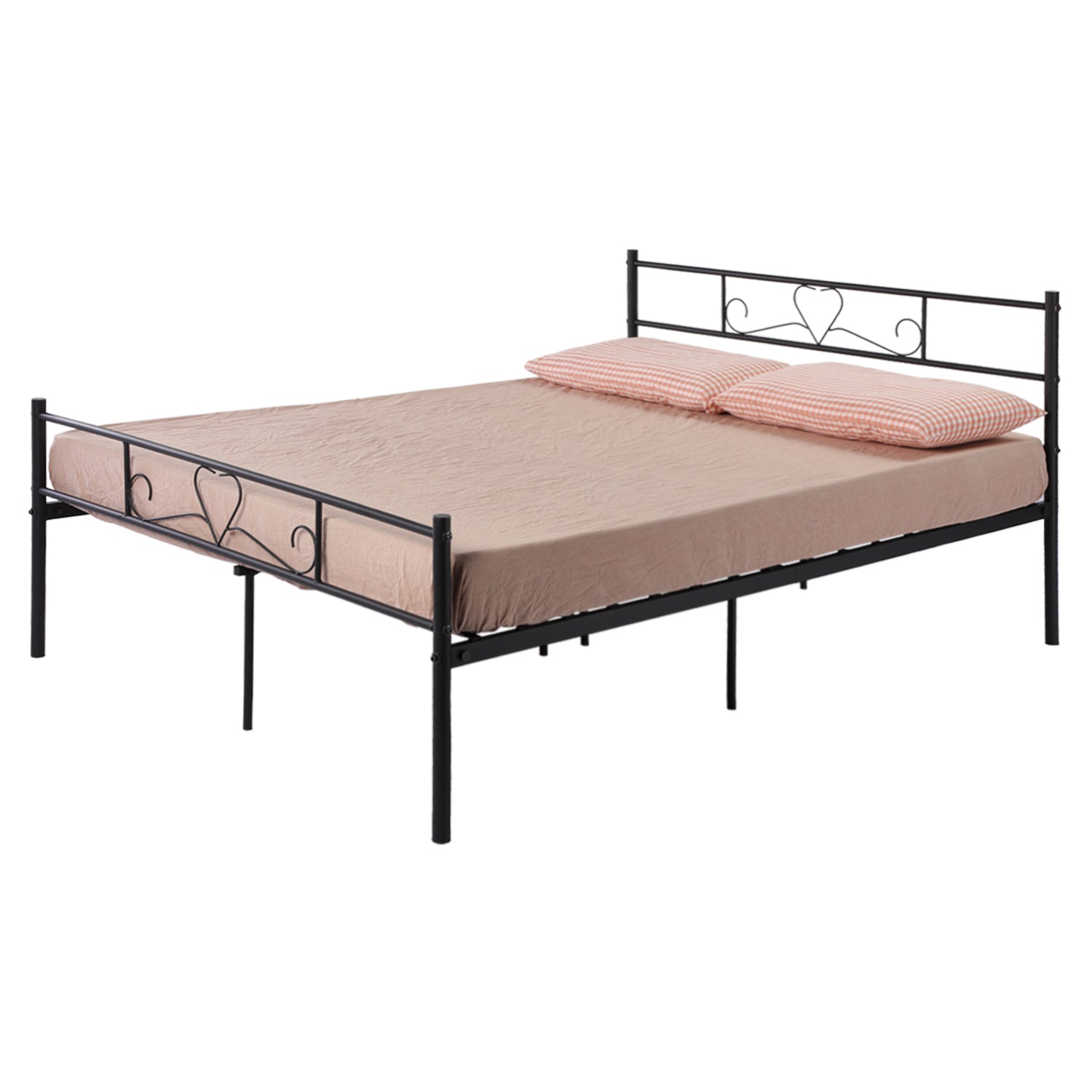 BORINI Heart-shaped Double Metal Bed 143 * 196 cm - Black