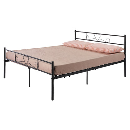 BORINI Heart-shaped Double Metal Bed 143 * 196 cm - Black