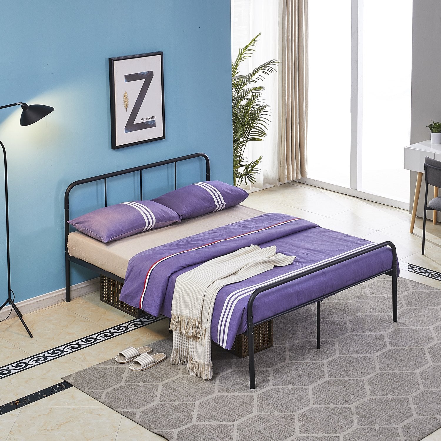 MILO Single/Double Metal Bed 94 * 196 cm/143 * 196 cm - Black