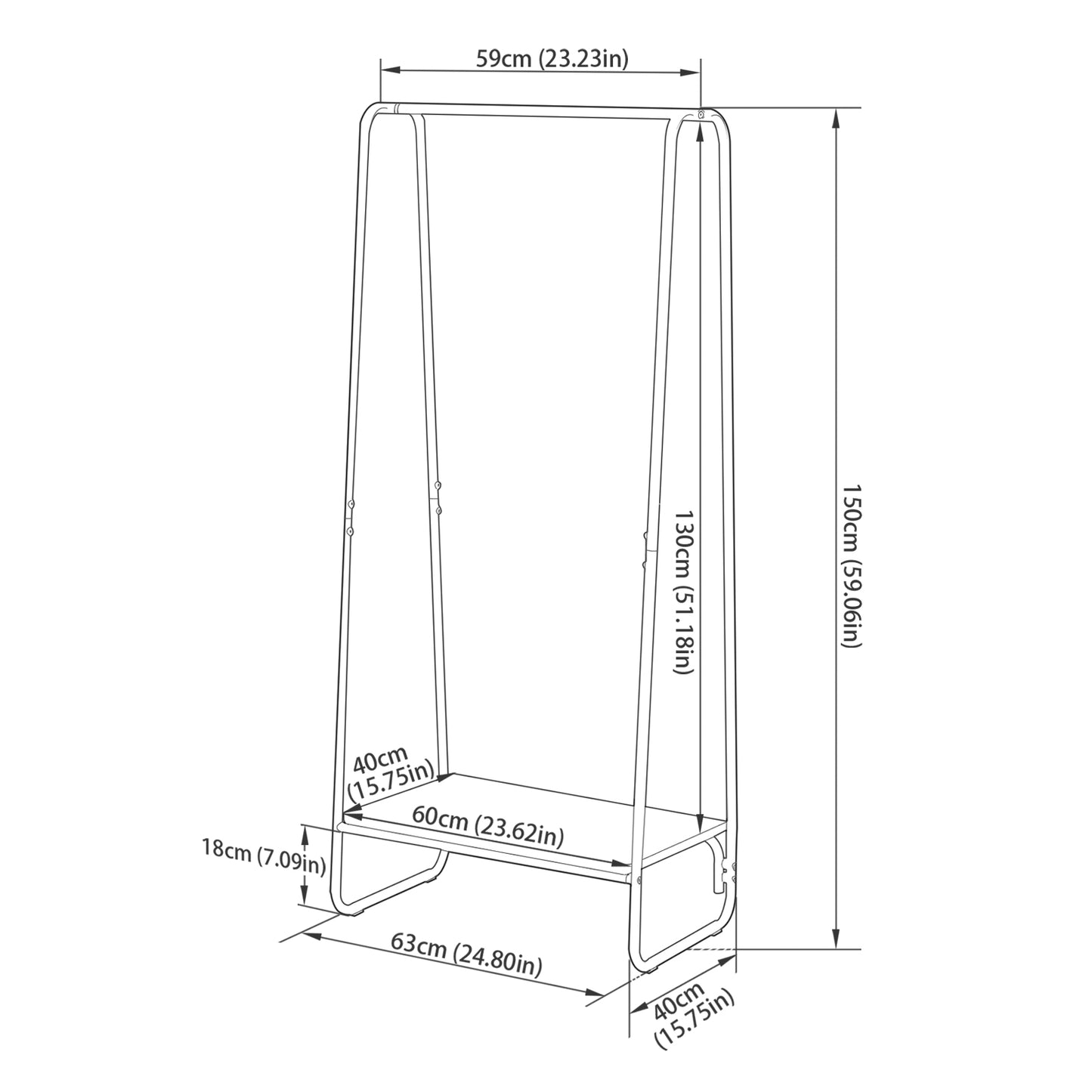 ELDER Clothing Rack With Wood Shelves - Brown/White