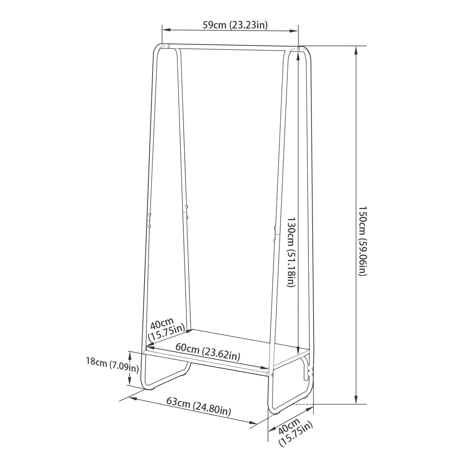 ELDER Clothing Rack With Wood Shelves - Brown/White