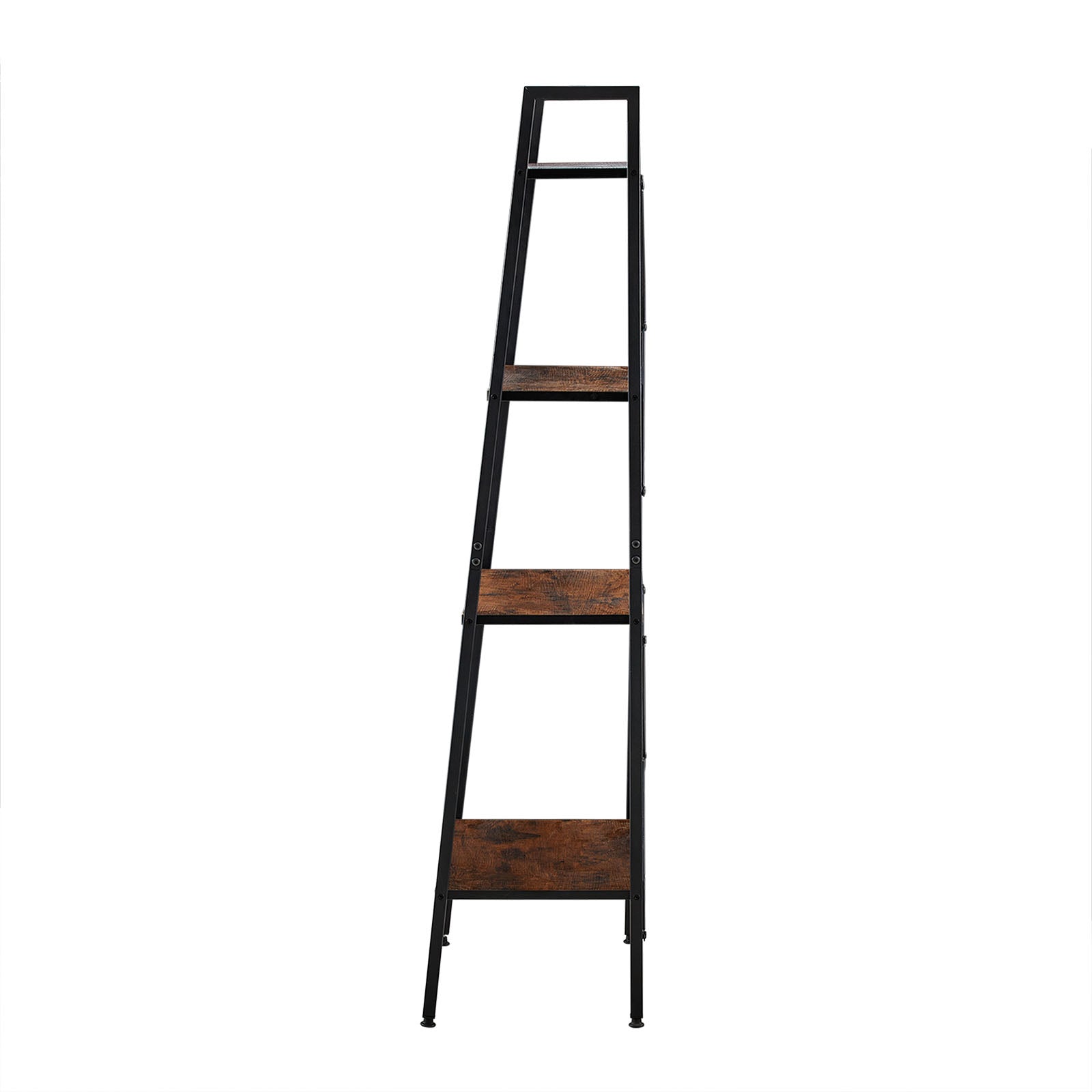 GRAPE 4-Tier Ladder Shelf with Metal Frame - Rustic Brown