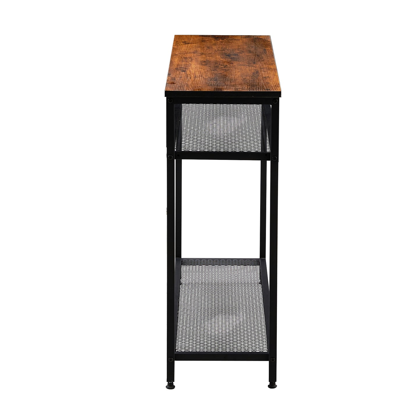 HAW 3-Tier Console Table with Storage Shelf - Rustic Brown