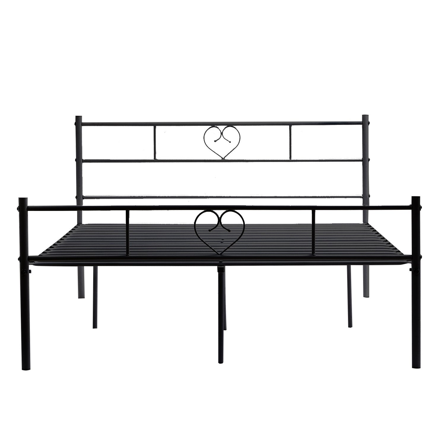 Heart-shaped Single/Double Metal Bed 94 * 196 cm/143 * 196 cm - Black