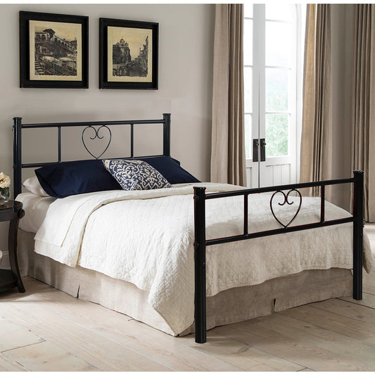 Heart-shaped Single/Double Metal Bed 94 * 196 cm/143 * 196 cm - Black