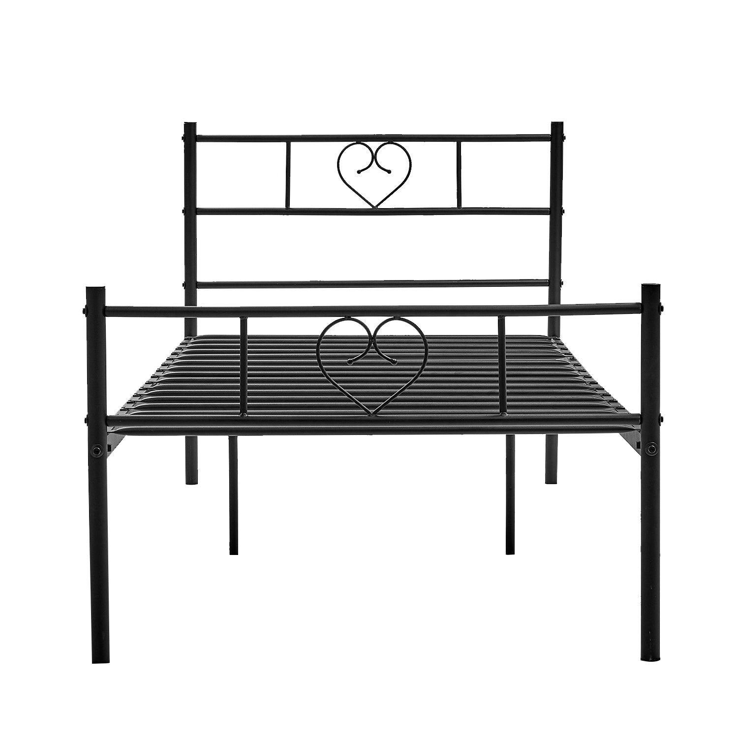 Heart-shaped Single/Double Metal Bed 94 * 196 cm/143 * 196 cm - Black