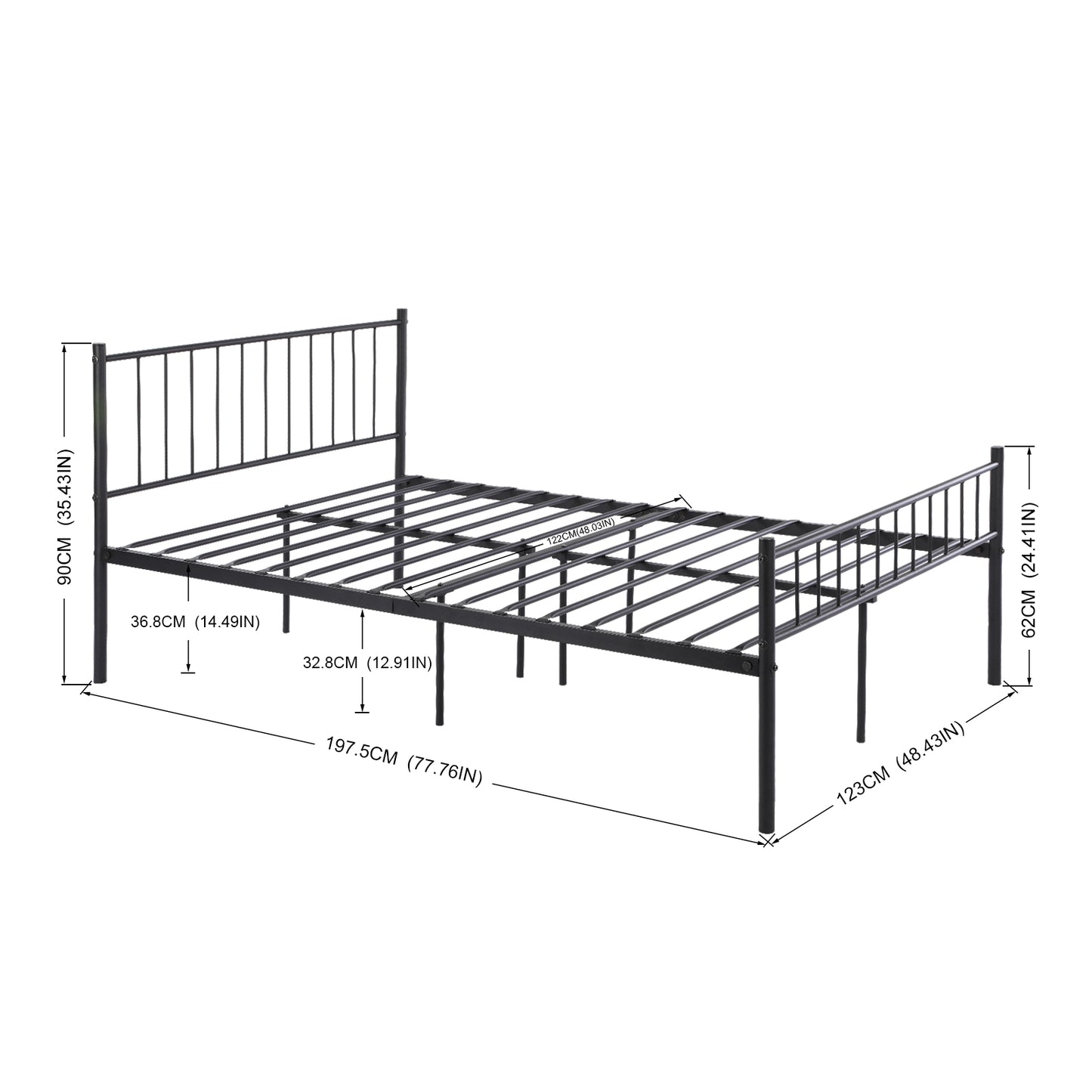 KESSIE Single/Double Metal Bed 123 * 196 cm - Black