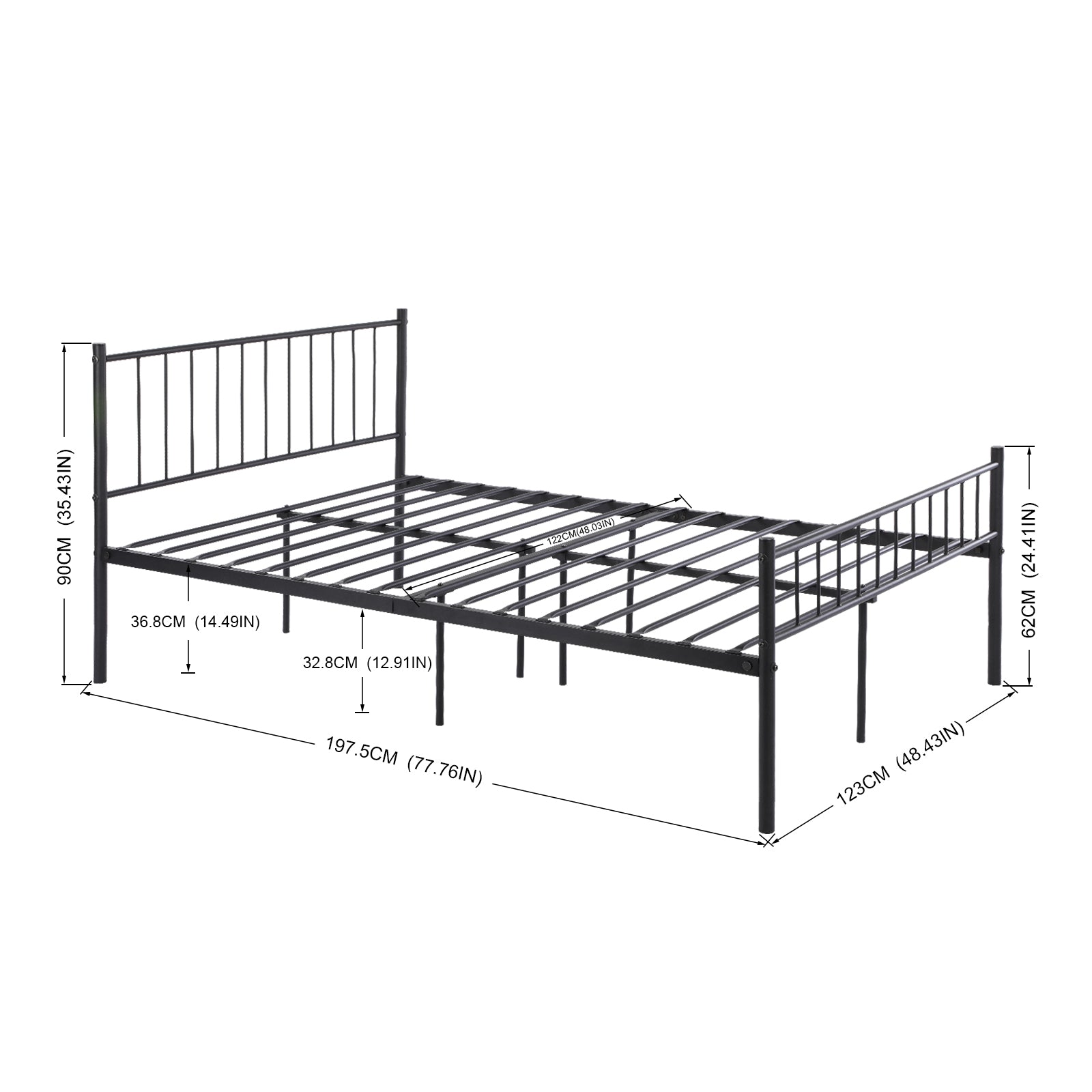KESSIE Single/Double Metal Bed 123 * 196 cm - Black