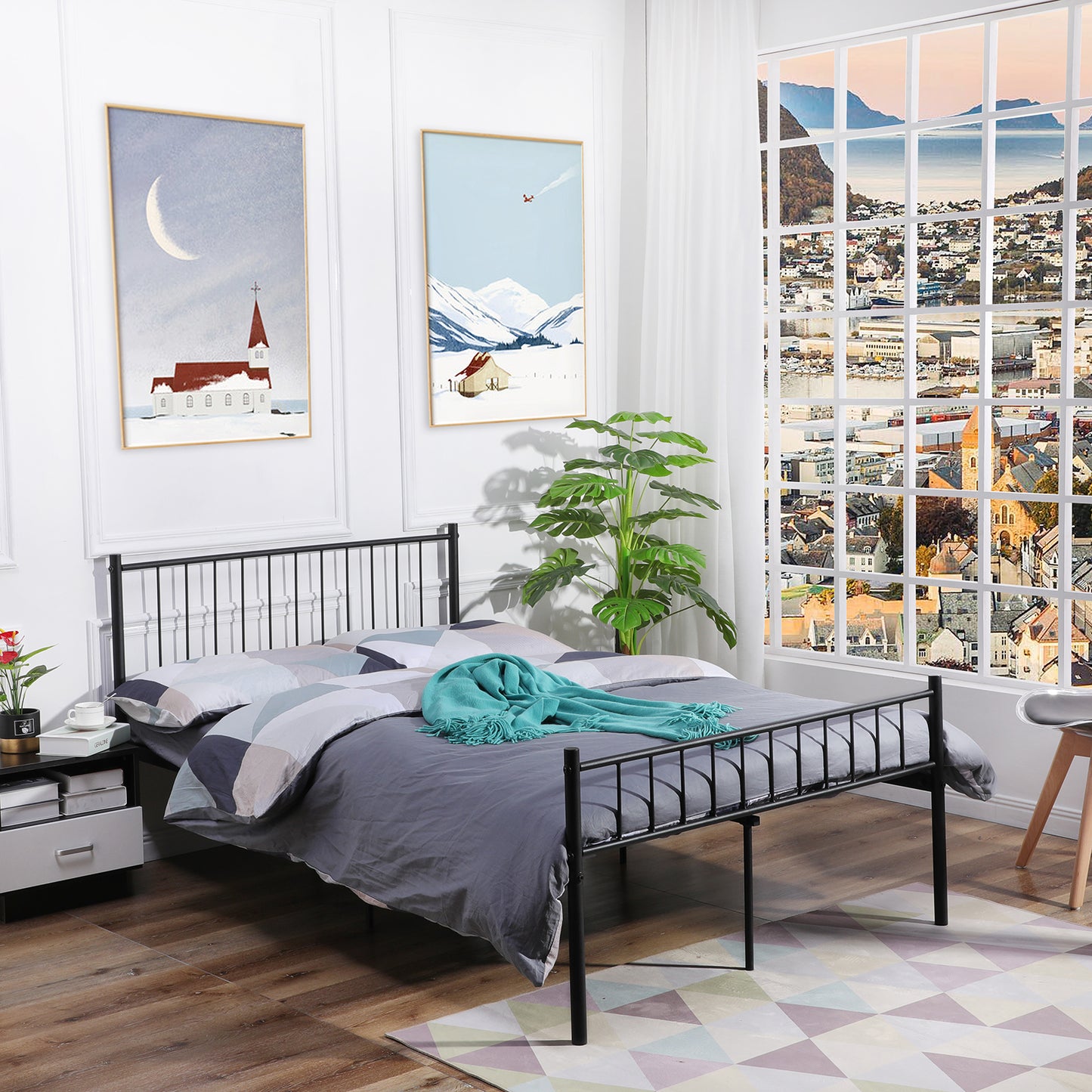 KESSIE Single/Double Metal Bed 123 * 196 cm - Black