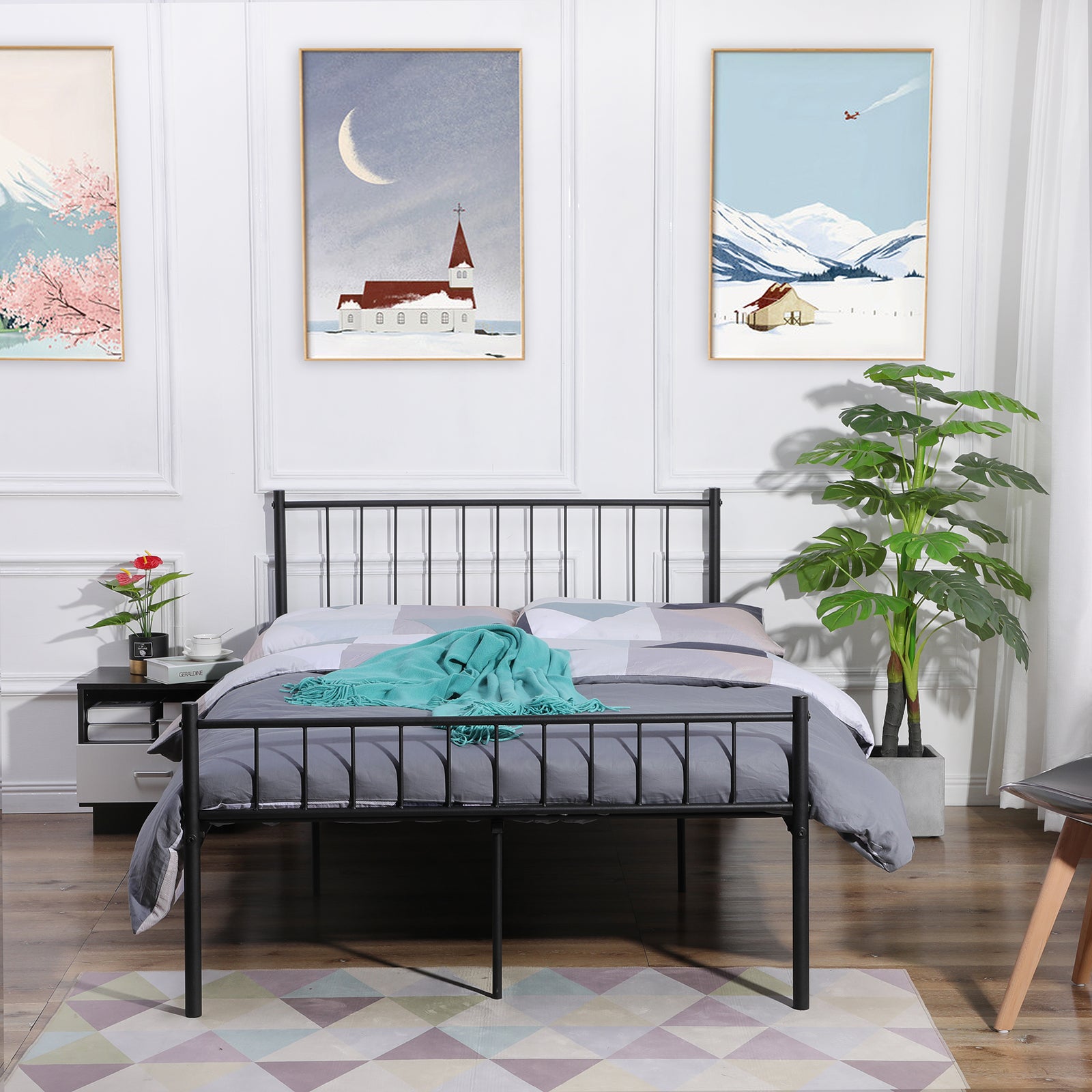 KESSIE Single/Double Metal Bed 123 * 196 cm - Black