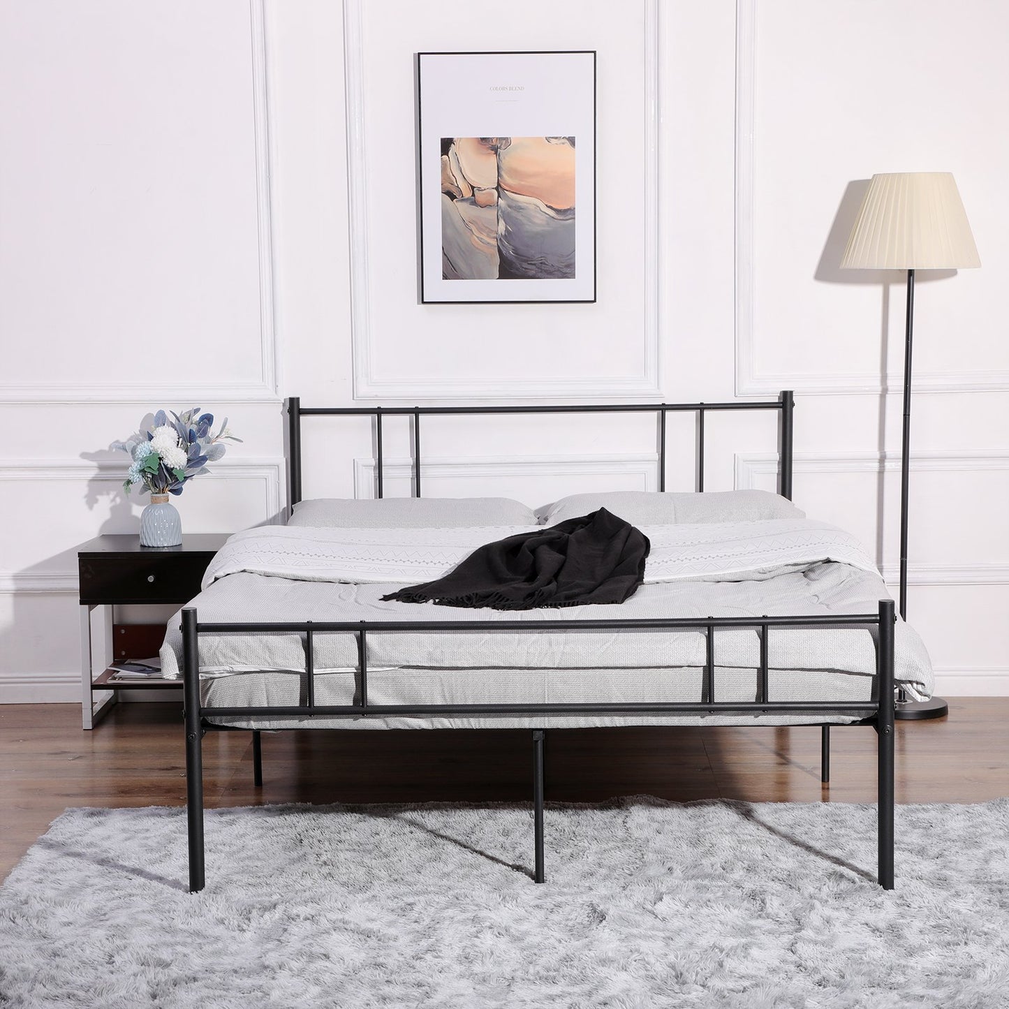 LOCARNO Single/Double Metal Bed 94 * 196 cm/143 * 196 cm - Black