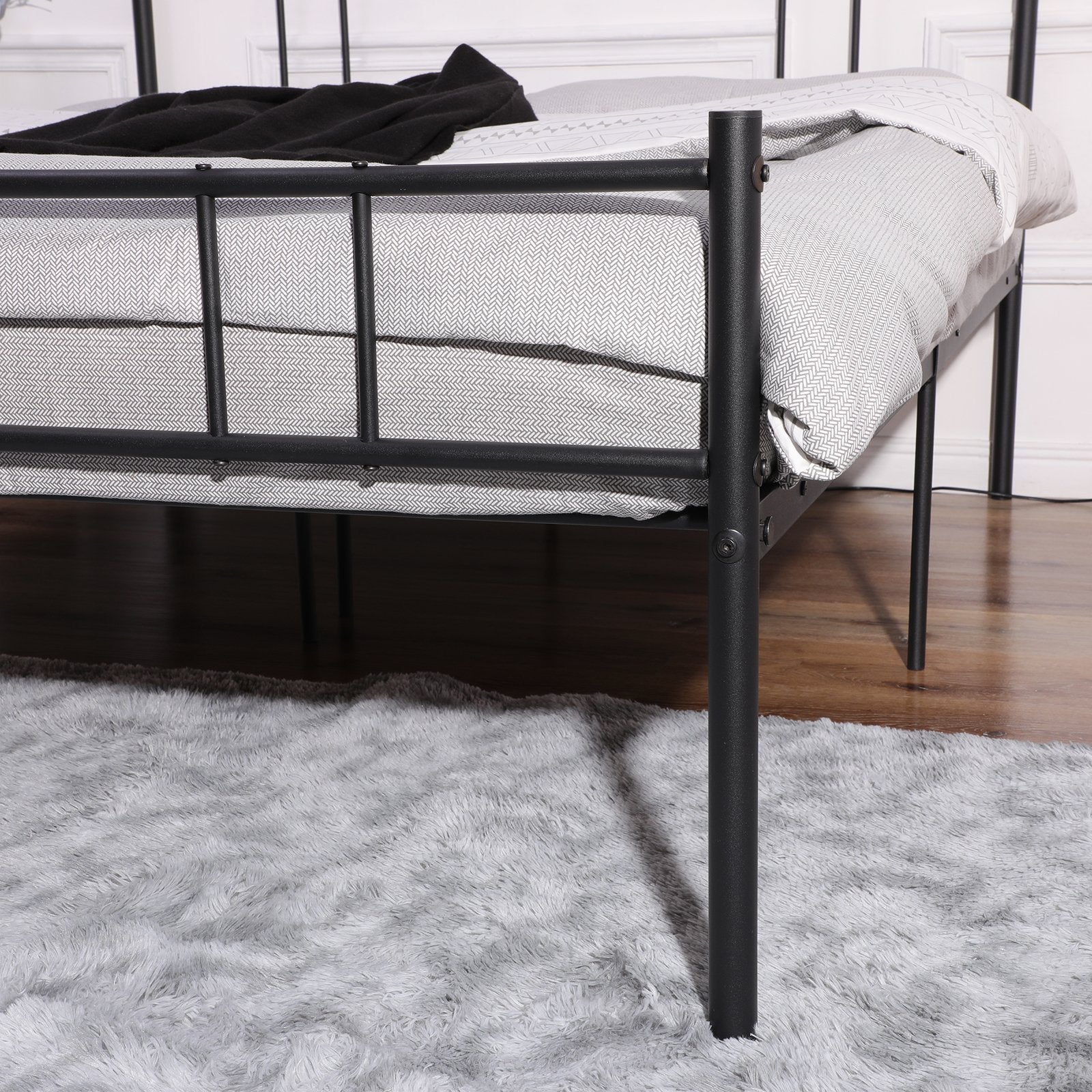 LOCARNO Single/Double Metal Bed 94 * 196 cm/143 * 196 cm - Black