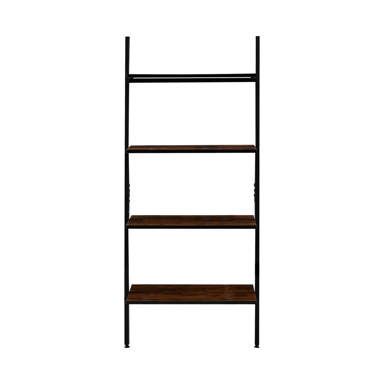 PAW Rustic Ladder Bookshelf, 4-Tier Ladder Shelf Standing Leaning Book Shelves - Rustic Brown