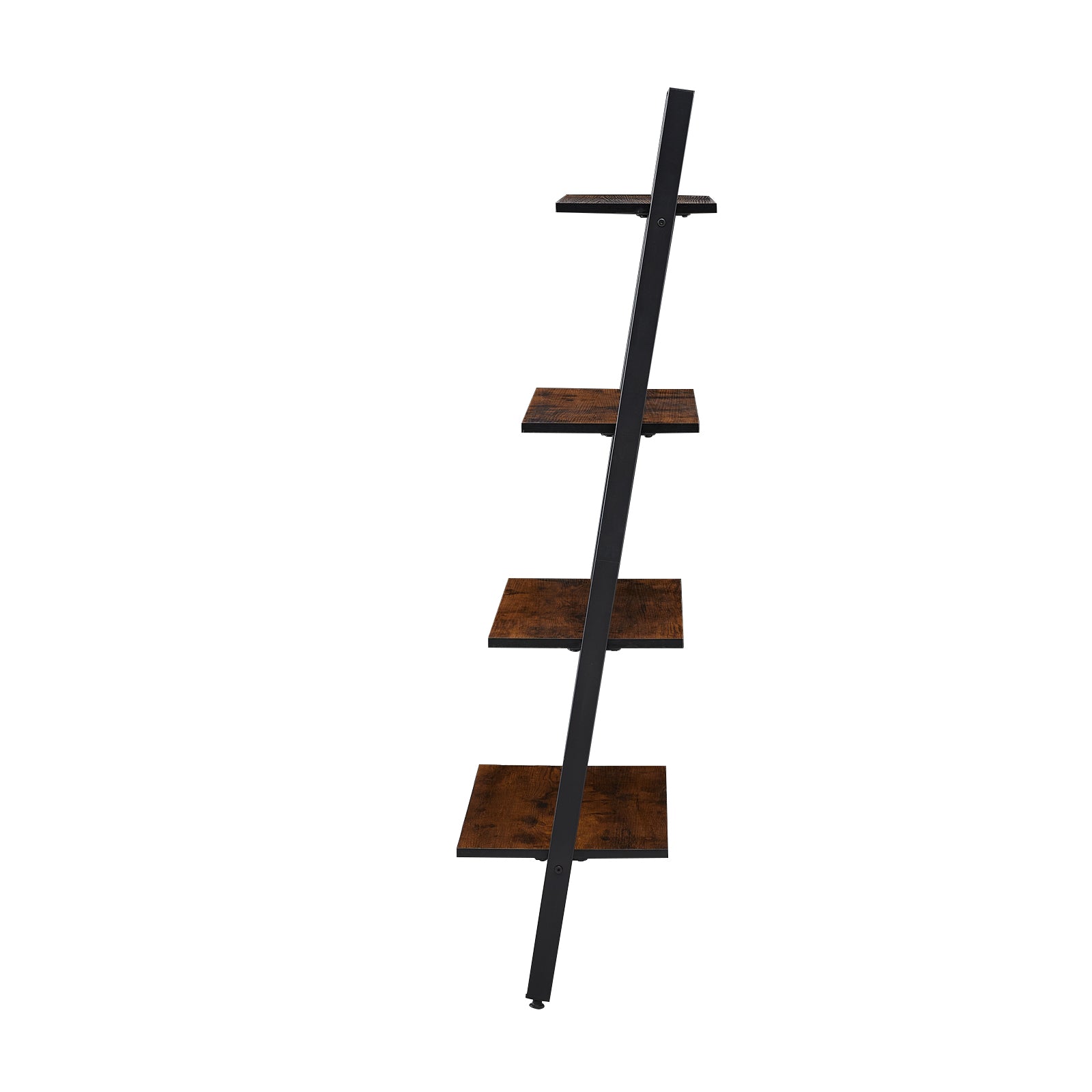 PAW Rustic Ladder Bookshelf, 4-Tier Ladder Shelf Standing Leaning Book Shelves - Rustic Brown
