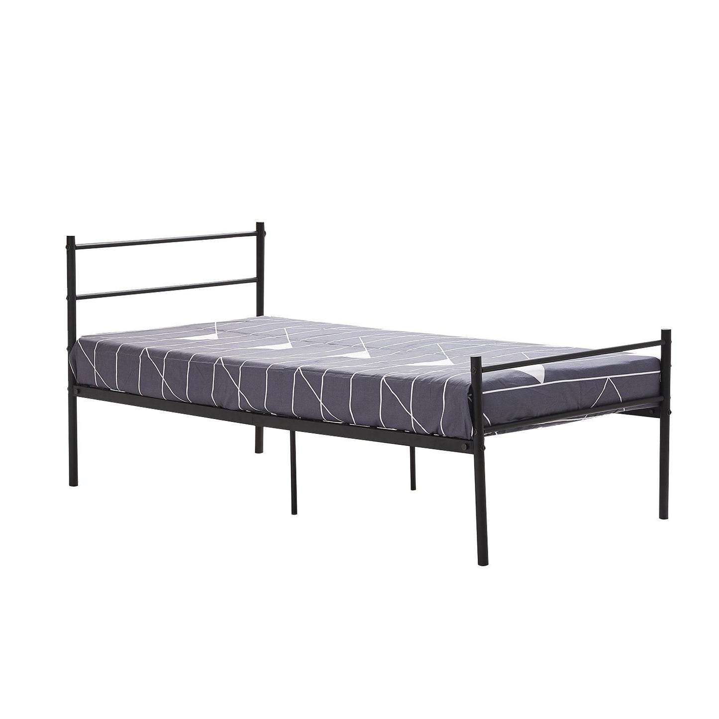 PRIMO Single/Double Metal Bed 94 * 196 cm/143 * 196 cm - Black/White