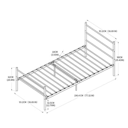 PRIMO Single/Double Metal Bed 94 * 196 cm/143 * 196 cm - Black/White