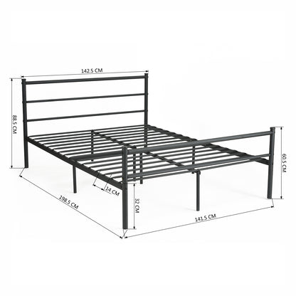 PRIMO Single/Double Metal Bed 94 * 196 cm/143 * 196 cm - Black/White