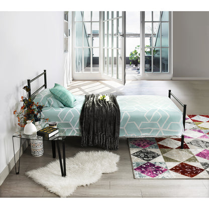 PRIMO Single/Double Metal Bed 94 * 196 cm/143 * 196 cm - Black/White