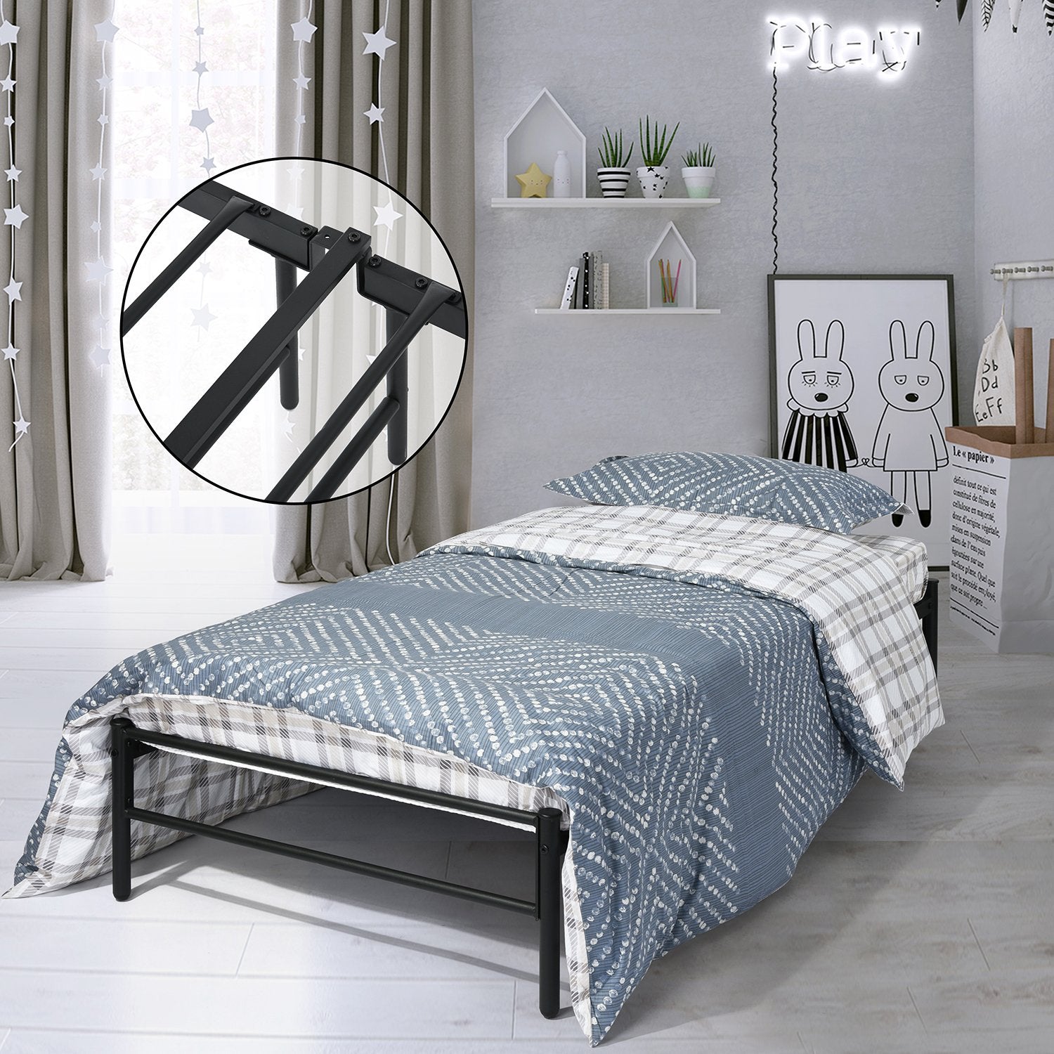 RUSSELL Single Metal Bed 94 * 196 cm - Black/White