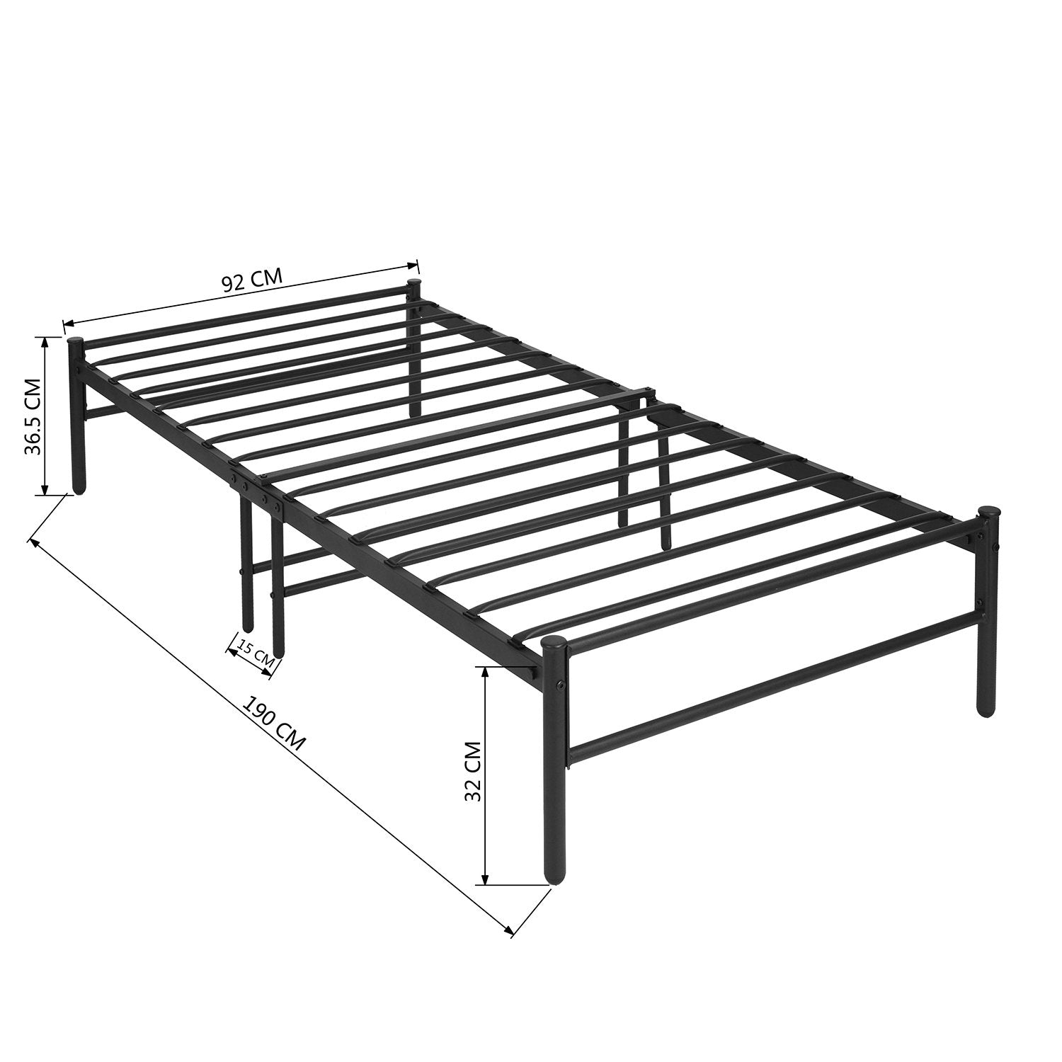 RUSSELL Single Metal Bed 94 * 196 cm - Black/White