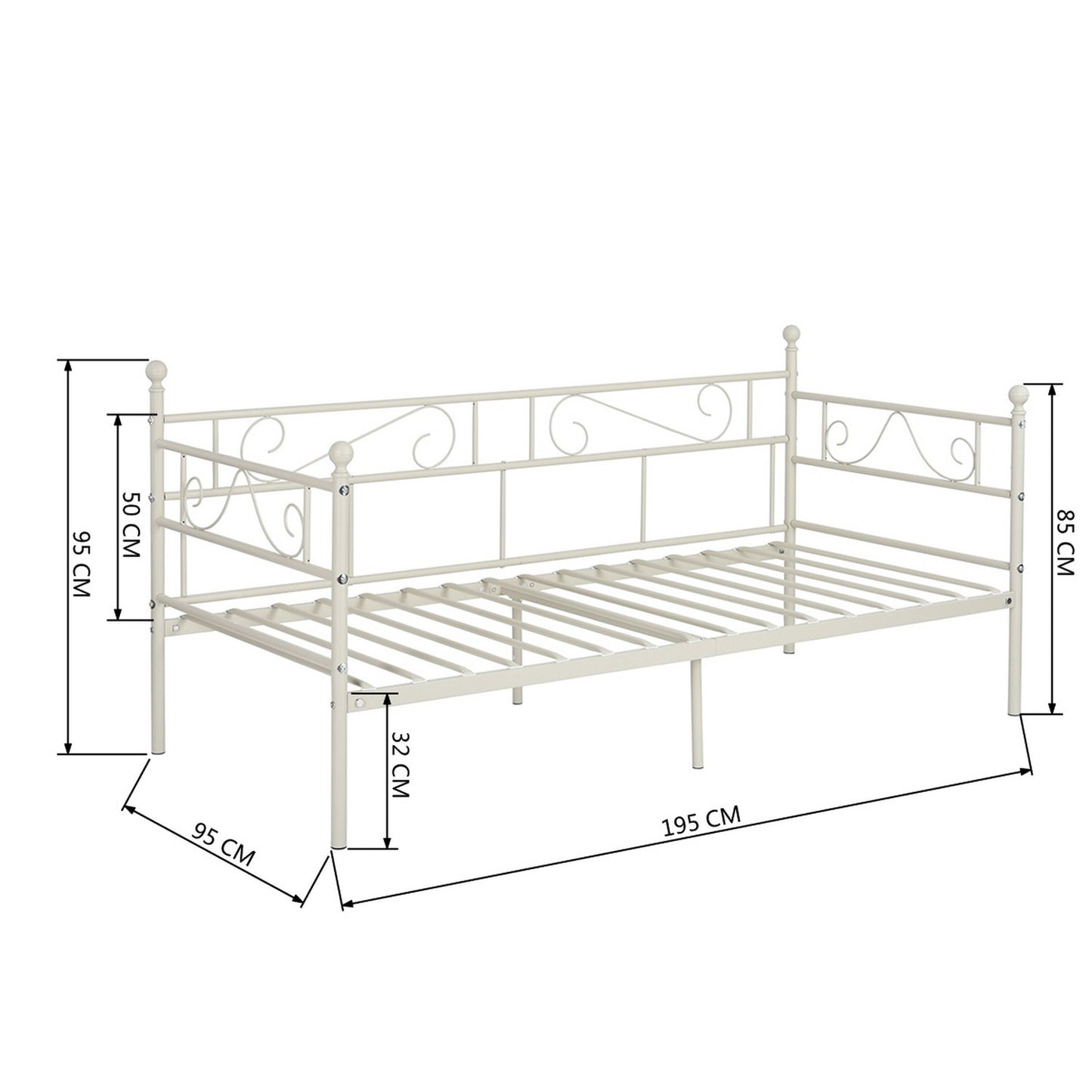 SOROSIS Metal Single Sofa Bed 95 * 196 cm - Black/White