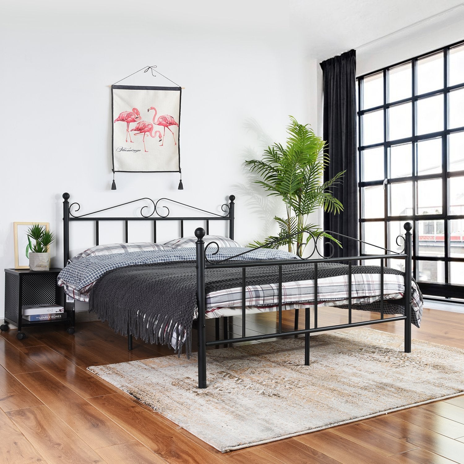 TIKI Single/Double Metal Bed 94 * 196 cm/143 * 196 cm - Black/White
