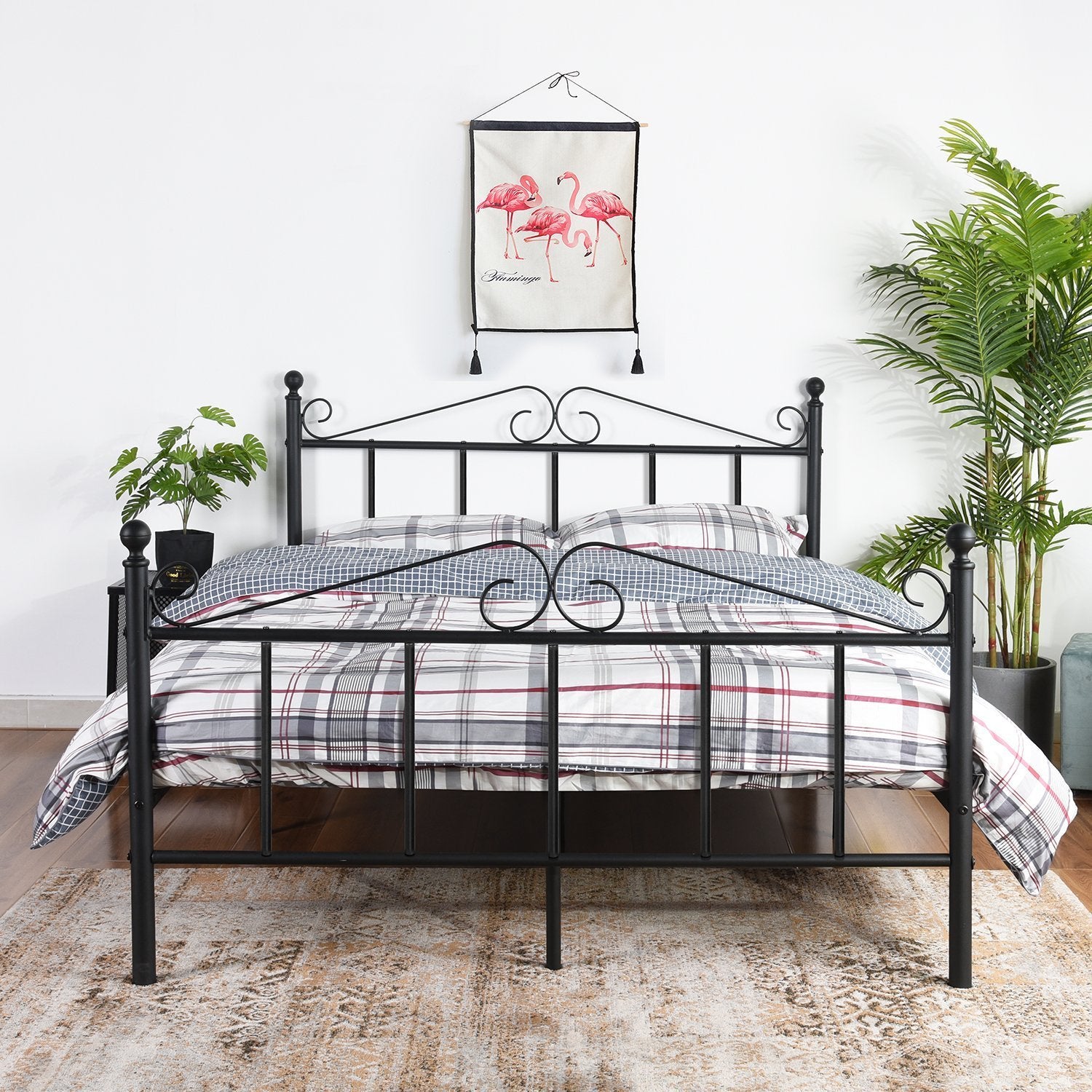 TIKI Single/Double Metal Bed 94 * 196 cm/143 * 196 cm - Black/White
