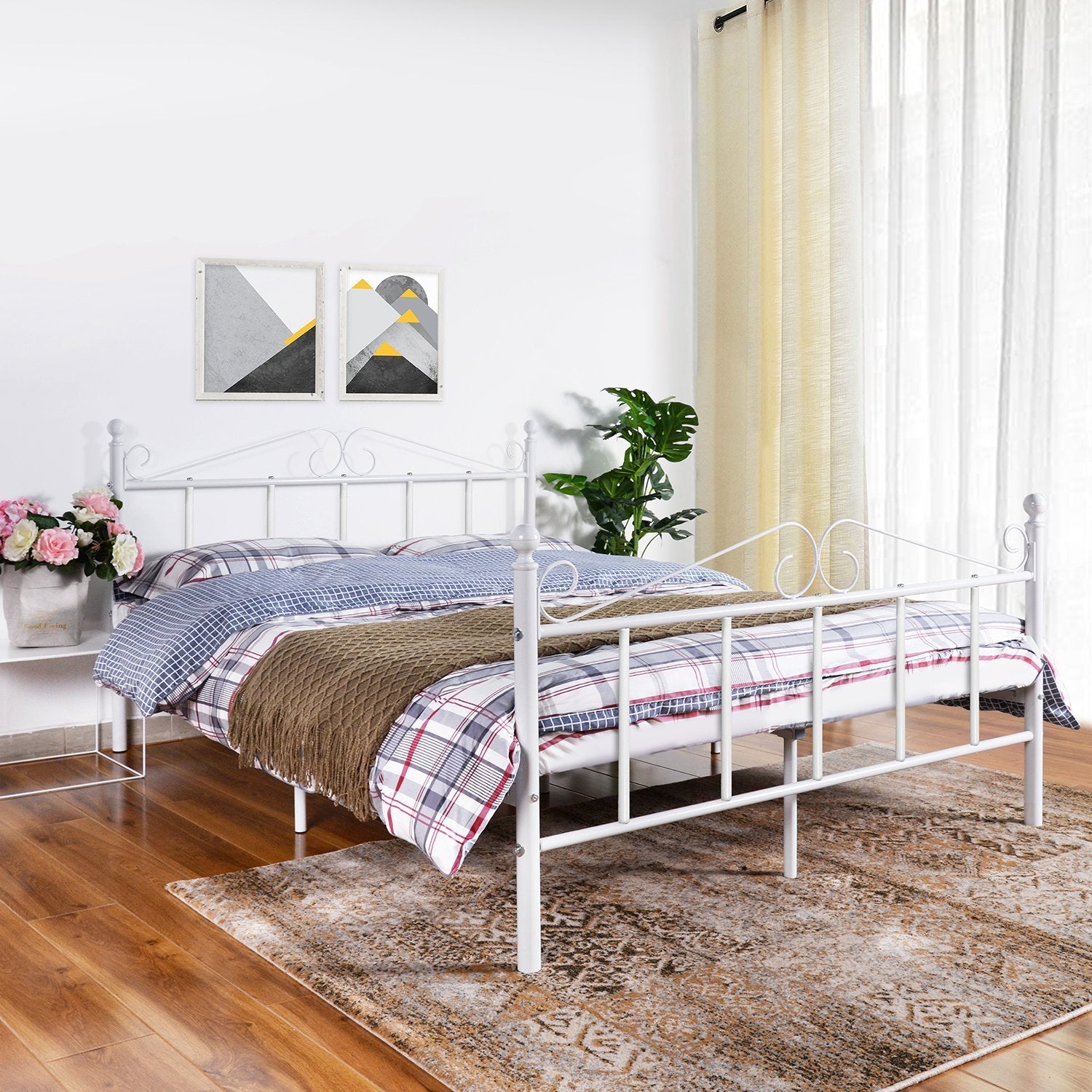 TIKI Single/Double Metal Bed 94 * 196 cm/143 * 196 cm - Black/White