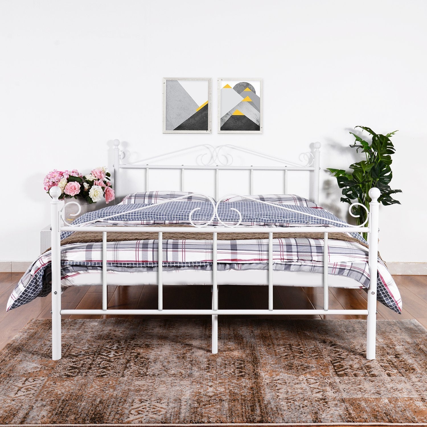TIKI Single/Double Metal Bed 94 * 196 cm/143 * 196 cm - Black/White