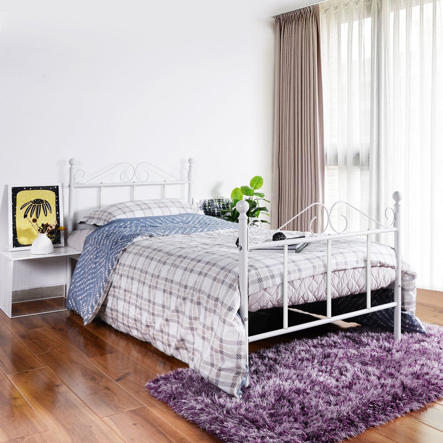 TIKI Single/Double Metal Bed 94 * 196 cm/143 * 196 cm - Black/White