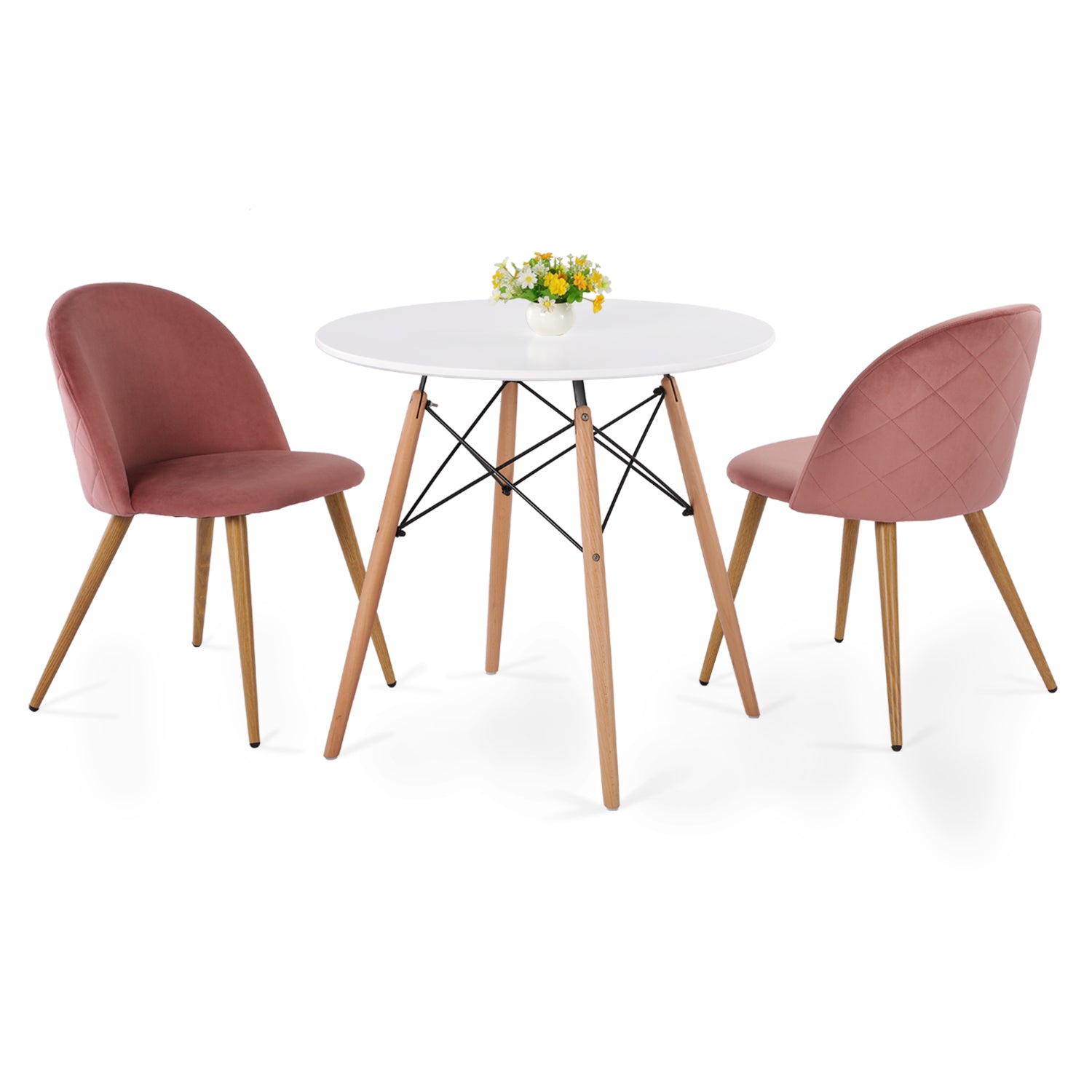 ZOMBA Velvet Dining Chairs with Metal Legs - Pink/Blue/Cactus